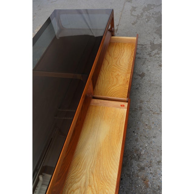 1960s John Keal Brown Saltman Mid-Century Modern Coffee Table W Smoked Glass Top For Sale - Image 10 of 16