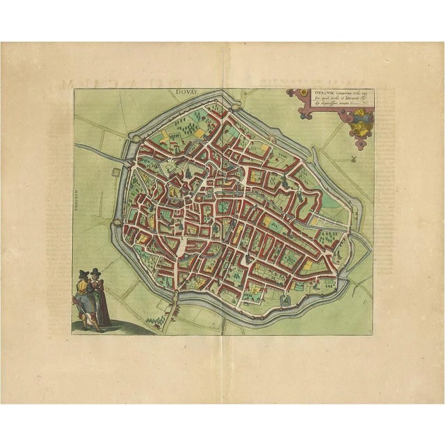 Antique Map of Douai France by Braun & Hogenberg, 1575 For Sale