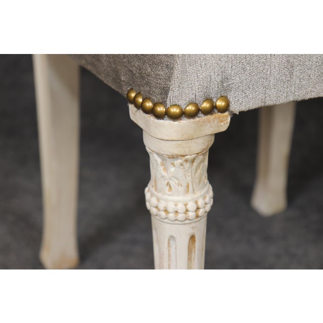 Off-white Set of 10 Maison Jansen Balloon Back Paint Decorated Distressed Dining Chairs For Sale - Image 8 of 18