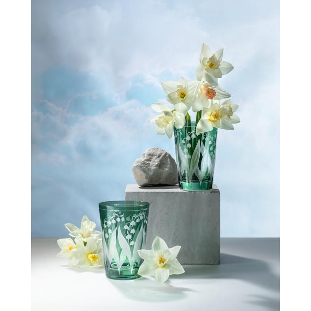 French Country ARTEL Lily of the Valley Tumbler in Sage, Set of 6 For Sale - Image 3 of 4