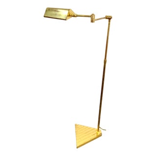 Brass Adjustable Floor Reading Lamp, 1970s For Sale