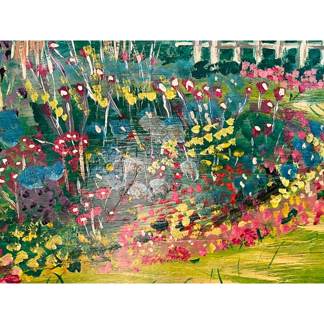 Paint 1960s Mid-Century Folk Art Painting Oil on Board, Framed For Sale - Image 7 of 8