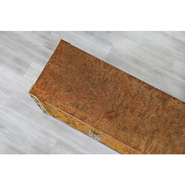 Vintage Burl Wood and Brass Credenza by Mastercraft For Sale - Image 12 of 13