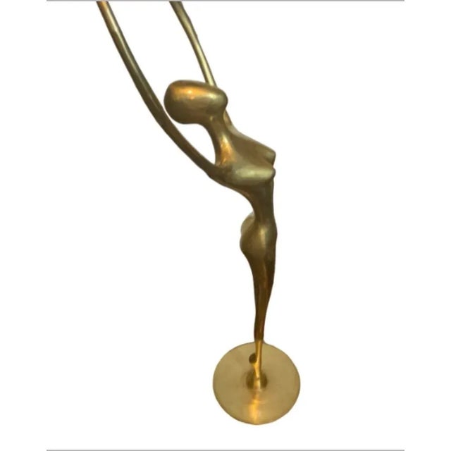 Metal Vintage 1970s Mid-Century Modern Female Sculpture Solid Brass Dancing For Sale - Image 7 of 8