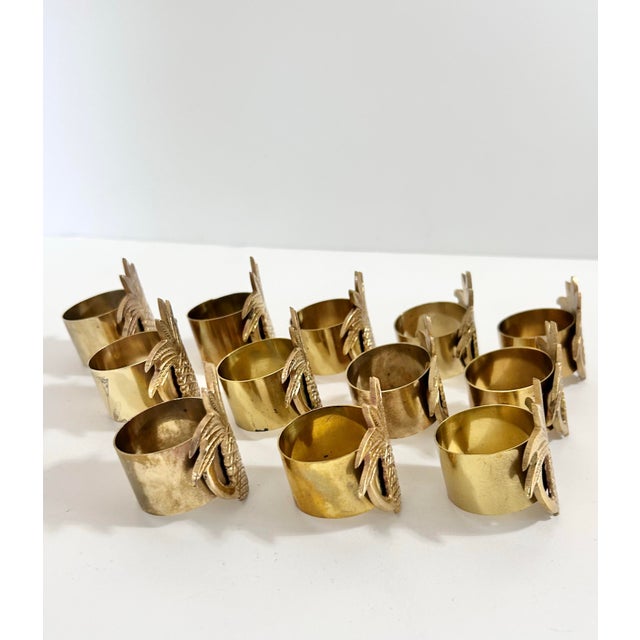 Brass Vintage Heyco Brass Pineapple Napkin Rings – Set of 12 For Sale - Image 8 of 12