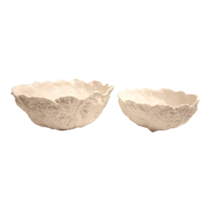 Vintage English Coalport Bone China White Cabbage Serving Bowls- a Pair