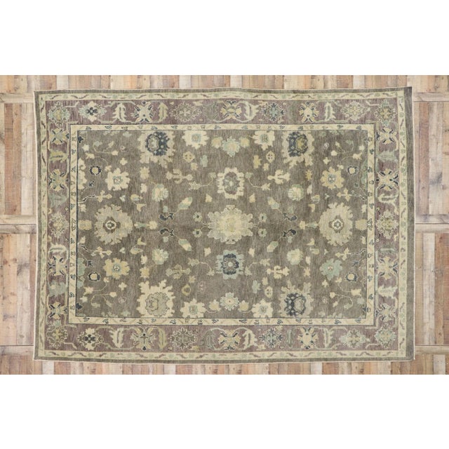 Greige Earth-Tone Turkish Oushak Rug - 09'01 X 12'04 For Sale - Image 8 of 9