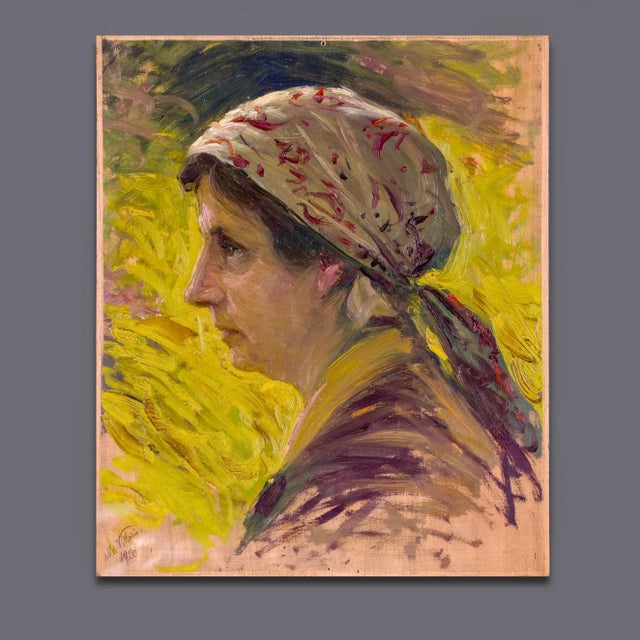 Cesare Ciani, Credited Italian Macchiaiolo Portrait Painting, 1920s For Sale - Image 6 of 6