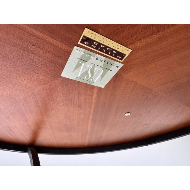 Vintage Baker Furniture Milling Road Walnut Top and Metal Accent Table For Sale - Image 4 of 12