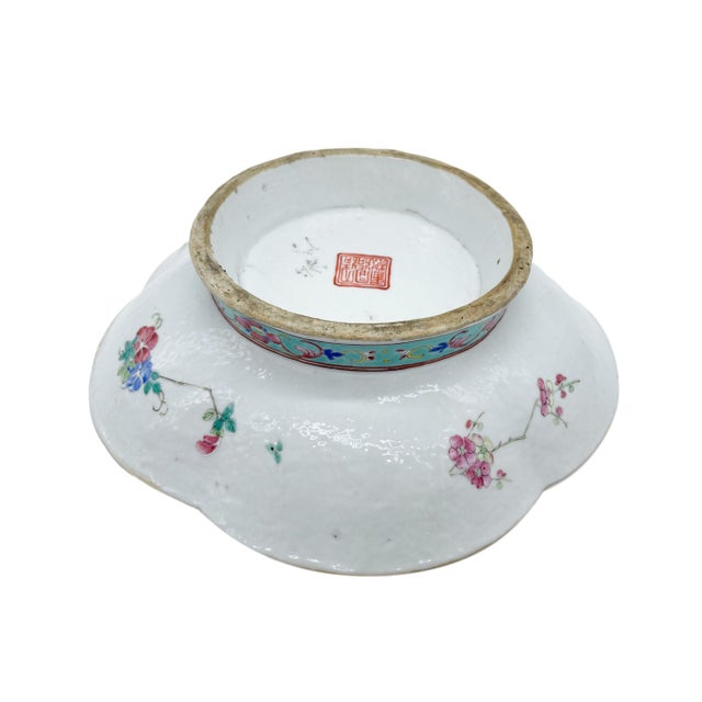 Chinese Export Porcelain Canton Famille Jeune Footed Dish, Ca. 1870 For Sale - Image 9 of 13