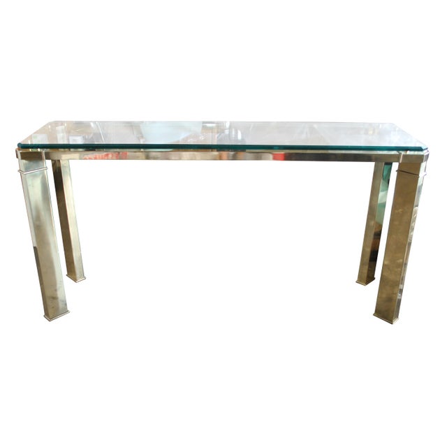 Mastercraft Brass and Glass Console Sofa Table For Sale In Houston - Image 6 of 8