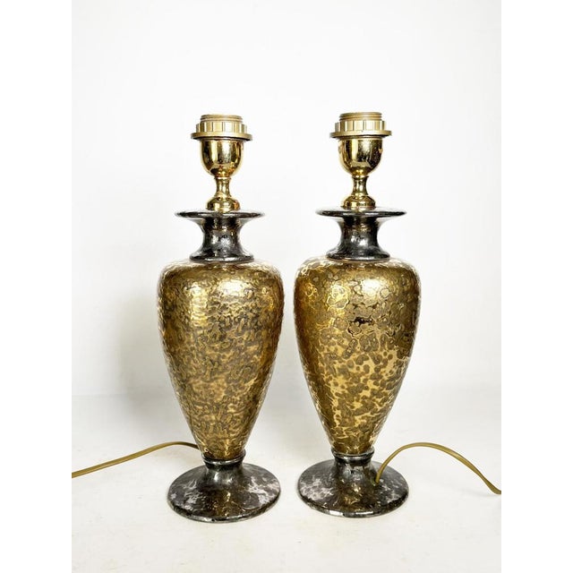 Gold Gilded Metal Lamps, France, 1980, Set of 2 For Sale - Image 8 of 17