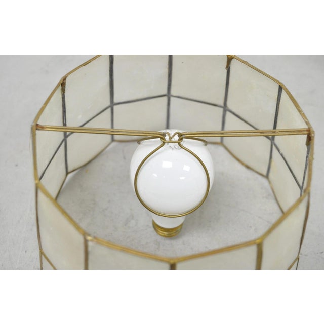 Gold Vintage Italian Hollywood Regency Capiz Shell Gold 8.5" Round Clip on Lamp Shade For Sale - Image 8 of 18