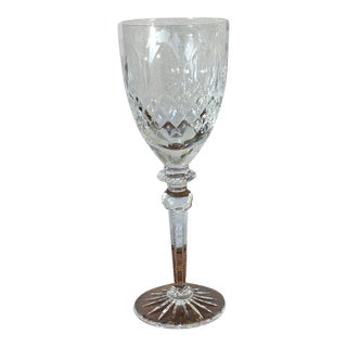 1990s Rogaska Queen Crystal Wine Glass Cut Floral Stemware Slovenia For Sale