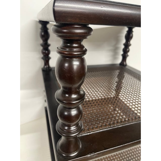 Vintage Three Tier British Colonial Revival Style Side Table For Sale - Image 10 of 16