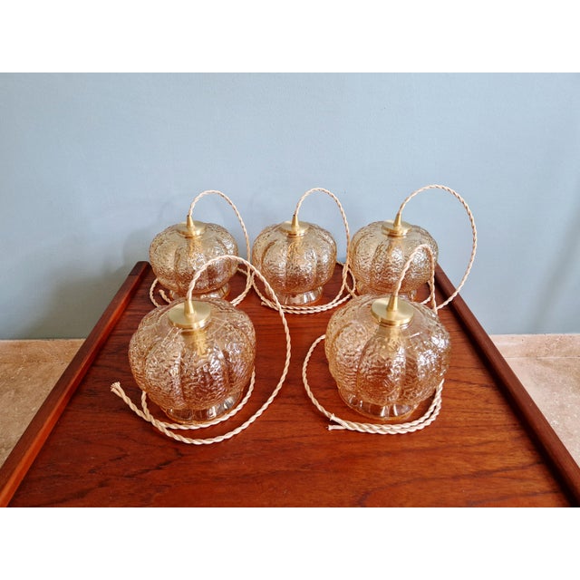 Vintage Amber Glass Pendant Light, 1960s-1970s For Sale - Image 9 of 18