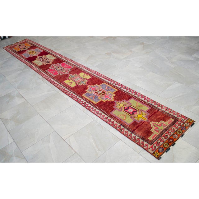 1970s Vintage Hand-Knotted Narrow Runner - 2′1″ × 14′2″ For Sale - Image 9 of 15