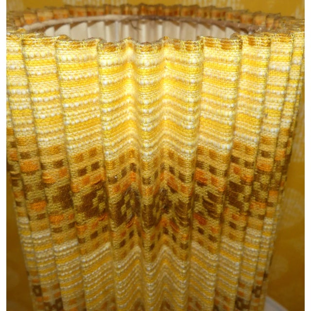Amber Glass Table Lamp with Yellow Patterned Pleated Shade, 1970s For Sale - Image 10 of 11
