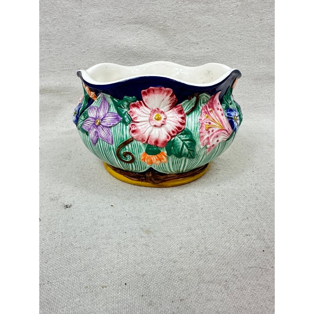 Ceramic Vintage Hand Painted Cachepot For Sale - Image 7 of 10