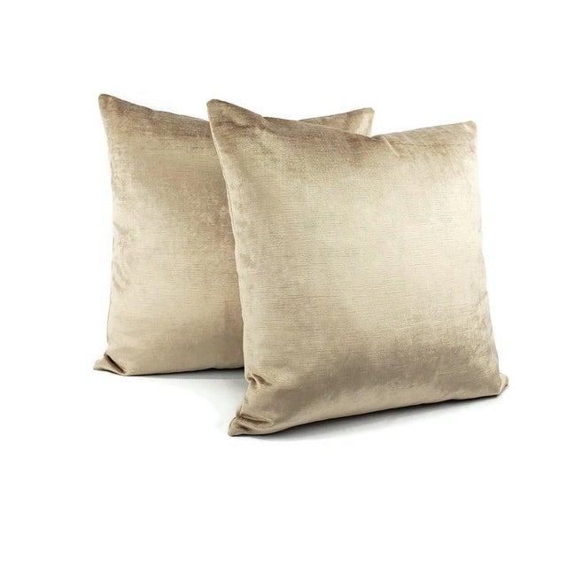 From Kravet is Flamme Velvet in the color number 116 pillow cover. The color is a grayish tan velvet that has a slight...