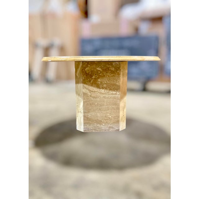 Pair of Vintage 1970s Italian Travertine Scalloped Edge End Tables – 27.75" Diameter For Sale - Image 15 of 18