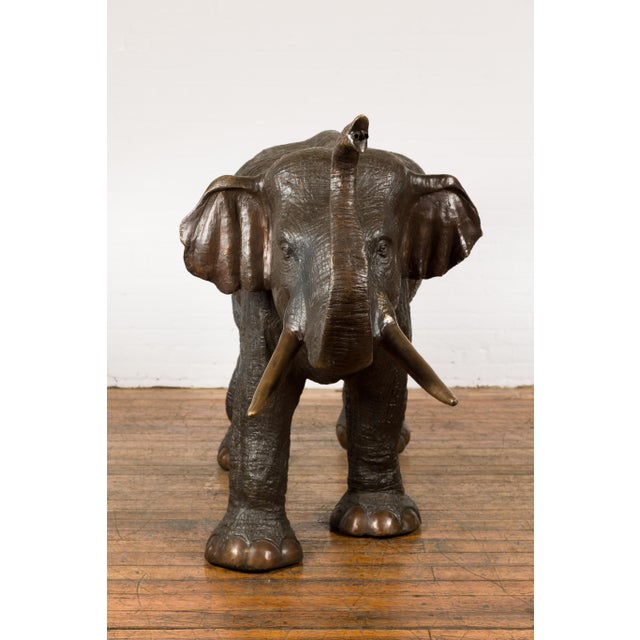 Substantial Bronze Elephant Garden Fountain Statue with Dark Patina For Sale - Image 12 of 12