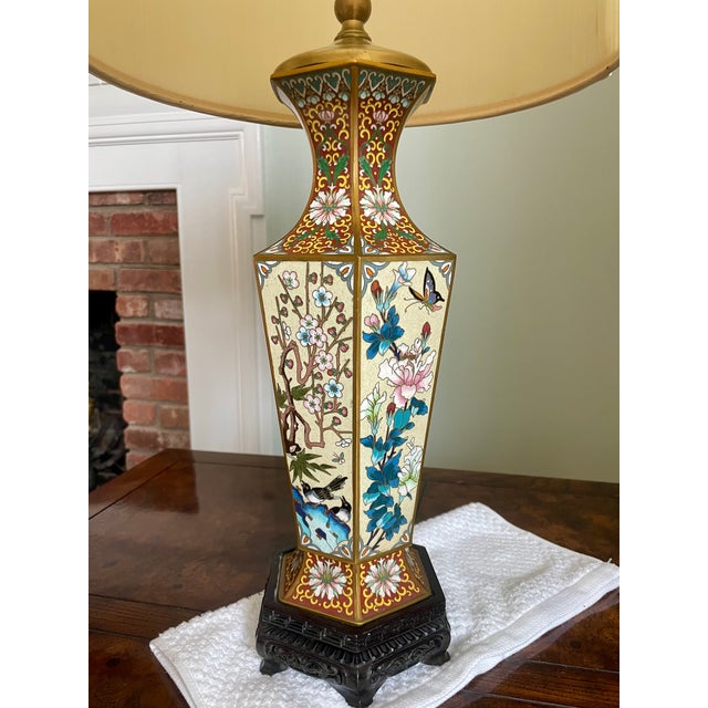 Late 19th Century Floral Cloisonné Table Lamp For Sale - Image 9 of 10