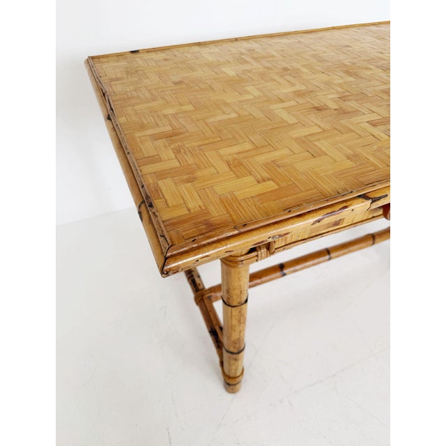 Wicker and Bamboo Desk, 1960s For Sale - Image 3 of 8