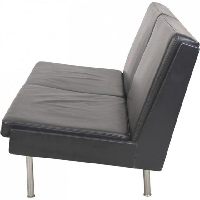 AP35 2-Seater Sofa in Black Leather by Hans J. Wegner, 1970s For Sale - Image 11 of 16