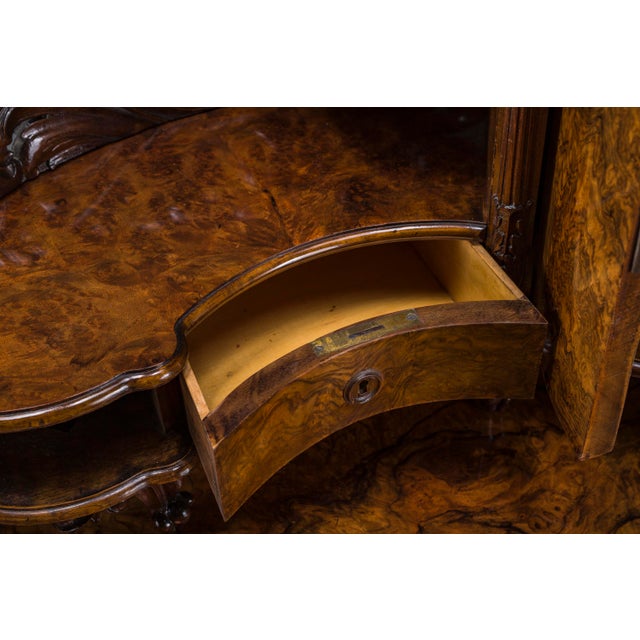 Wood Antique Louis Philippe Walnut Vanity Desk, 1860 For Sale - Image 7 of 18