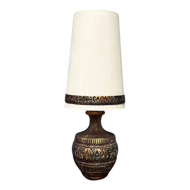 Vintage Brutalist Style Ceramic Table Lamp, Attributed to Bitossi For Sale