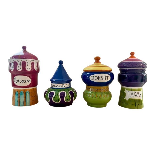1970s Ceramic Italian Canister Set by Alvino Bagni for Raymor- Set of 4 For Sale