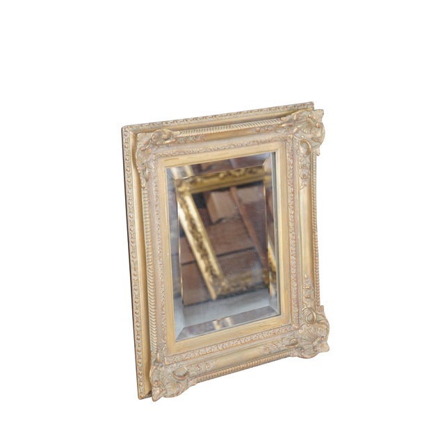 Rococo Vintage Baroque Rococo Gold Carved Foliate Beveled Wall Vanity Mirror 23" For Sale - Image 3 of 8