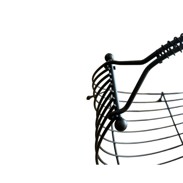 Mid Century Modern Atomic Restored Kitsch Magazine Rack Log Holder Wrought Iron Vintage Small Attributed to Richard Galef For Sale - Image 9 of 12