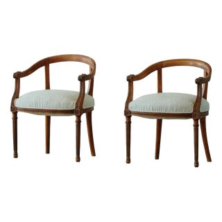 Early 20th Century Danish Art Nouveau Armchairs in Elm & Bouclé, 1920s, Set of 2 For Sale