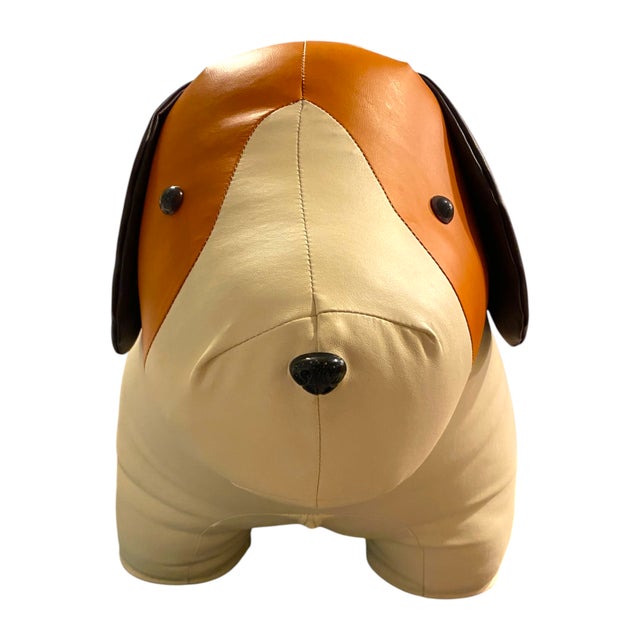Late 20th Century Late 20th Century Dog Footstool Kid's Chair Ottoman 41" Large Oversized Beagle Faux Leather Cool Decor For Sale - Image 5 of 12