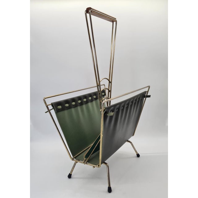 Green Mid-Century Modern Newspaper Rack in Chrome and Vinyl, West Germany, 1970s For Sale - Image 8 of 11