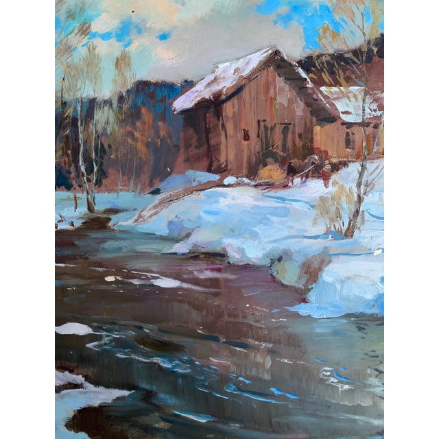 2020s Oil Painting After the Night Snowstorm Yuriy Suprunchuk For Sale - Image 5 of 12