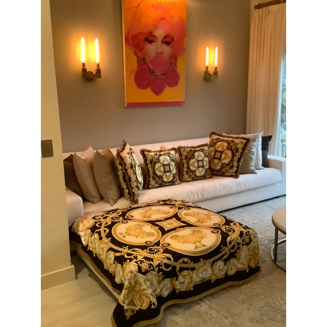 Textile Lion and Urn Versace XL Pillows - a Pair For Sale - Image 7 of 13