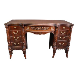 Italian Style Mahogany Carved Serpentine Vanity For Sale