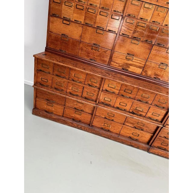 Brown Large Antique American Oak Apothecary Cabinet, 1900s For Sale - Image 8 of 18