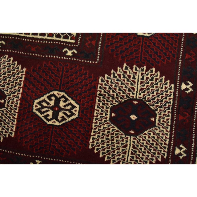 1990s Turkmen Rug 7'7'' X 12'5'' Red Wool Vintage Hand-Knotted Oriental Carpet For Sale - Image 5 of 15