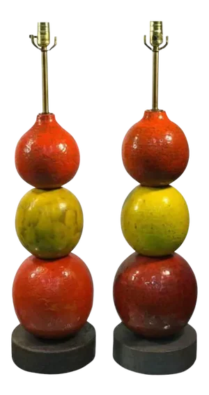 and Italian Ceramic Ball Lamps by Bitossi Modern - a Pair
