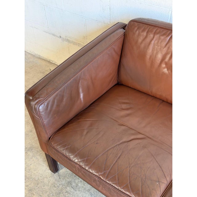 Damgaardens Møbler Brown Leather Loveseat Danish Mid-Century Modern 1970s For Sale - Image 13 of 13
