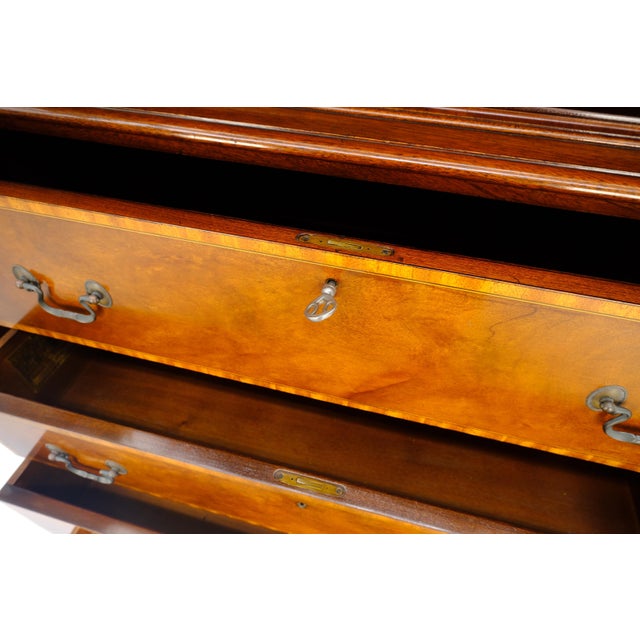 Beacon Hill Individual Panes Bubble Glass Doors Mahogany Butler Desk Breakfront For Sale - Image 17 of 18