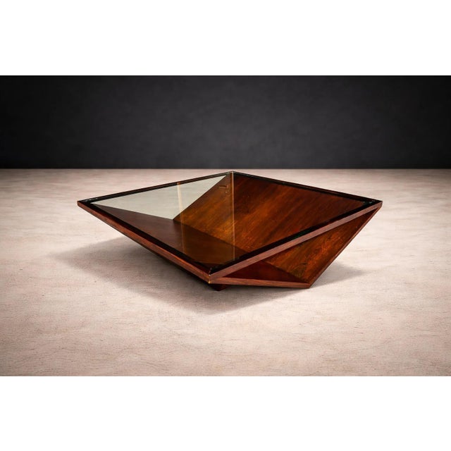 Brazilian Modern Coffee Table in Rosewood, Glass & Metal, Attributed to Joaquim Tenreiro, 1960s For Sale - Image 11 of 16