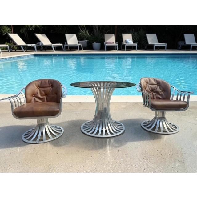 1960s Mid-Century Russell Woodard Tulip Aluminum Patio Set by Herbert Saiger, 1960s, 3 Pieces For Sale - Image 5 of 13