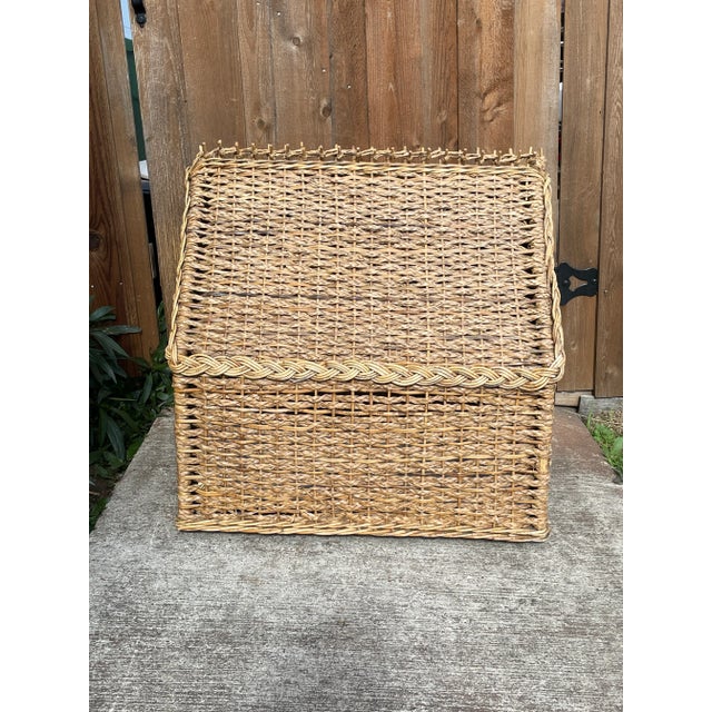 Wood Mid Century Modern Boho Bamboo Wicker Dog House For Sale - Image 7 of 10