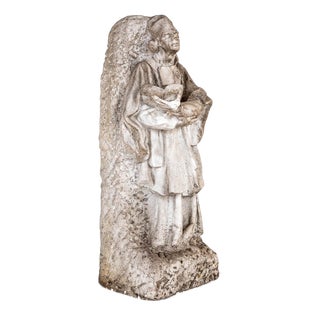 Carved Marble Saint Statue by K.M. Demuynck For Sale