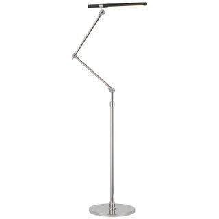Ian K. Fowler by Visual Comfort Signature Heron Medium Adjustable Floor Lamp in Polished Nickel and Matte Black For Sale